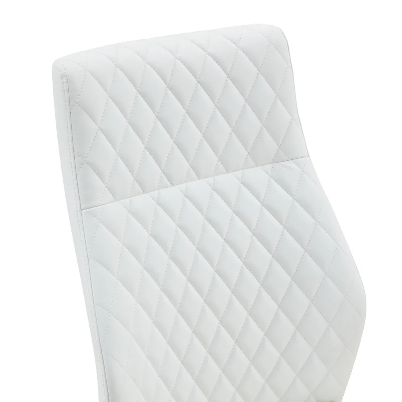 Chaise de salle à manger matelassée motif losange, dossier haut ergonomique, lot de 2, 43x63x100 cm, Blanc+Noir