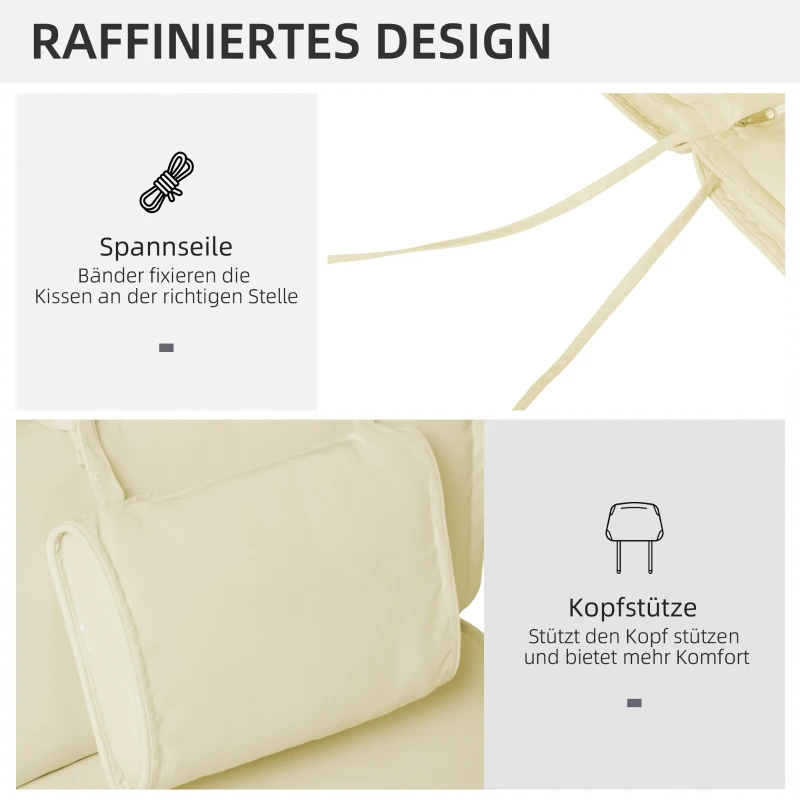 Outsunny Ligbed met hoofdkussen loungebed ligbank katoenvezel polyester