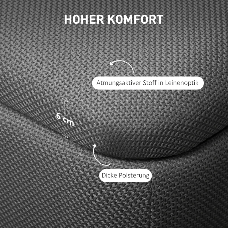 HOMCOM Hocker met opbergruimte, Opbergbank met schuimrubber bekleding, Linnenlook, 111 x 44 x 44,5 cm, Donkergrijs(m-5)