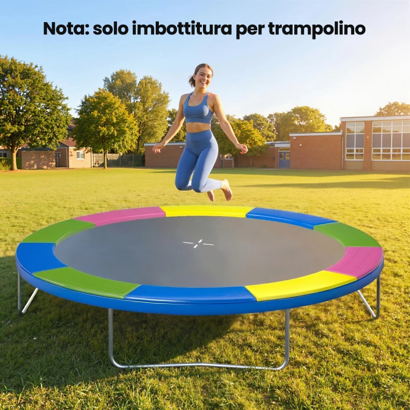 SPORTNOW Copertura Tappeto Elastico Ø305x30 cm Pieghevole e Portatile, in Plastica, PE e Schiuma, Multicolore