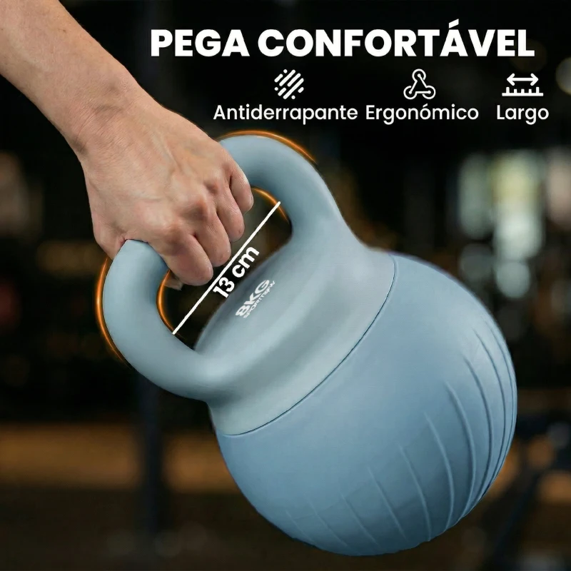 SPORTNOW Kettlebell 8 kg Recheado com Areia Metálica e Cabo Antideslizante para Treino 27x20x20 cm Azul Claro