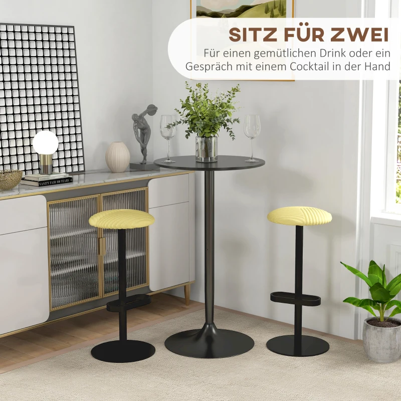 HOMCOM Bartafel Staantafel, Tafel voor 2 Personen, 60 x 60 x 102 cm, Zwart(m-4)