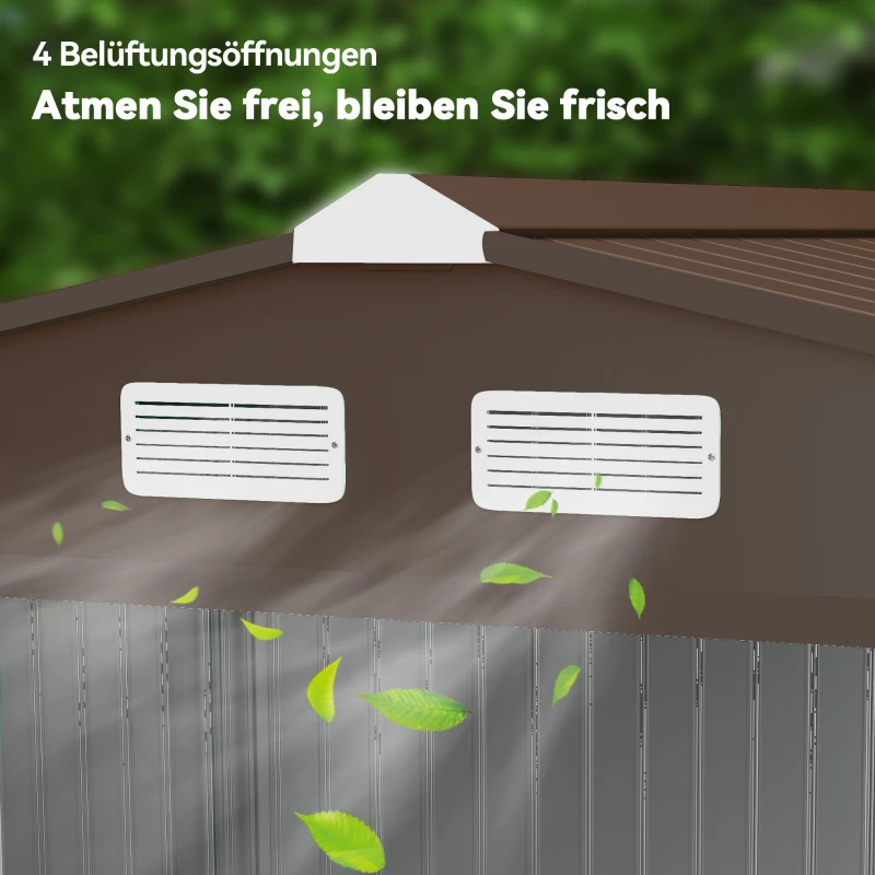 Outsunny gereedschapsschuur met fundering gereedschapsschuur tuinschuur tuinschuur metaal geel 277 x 195 x 192 cm