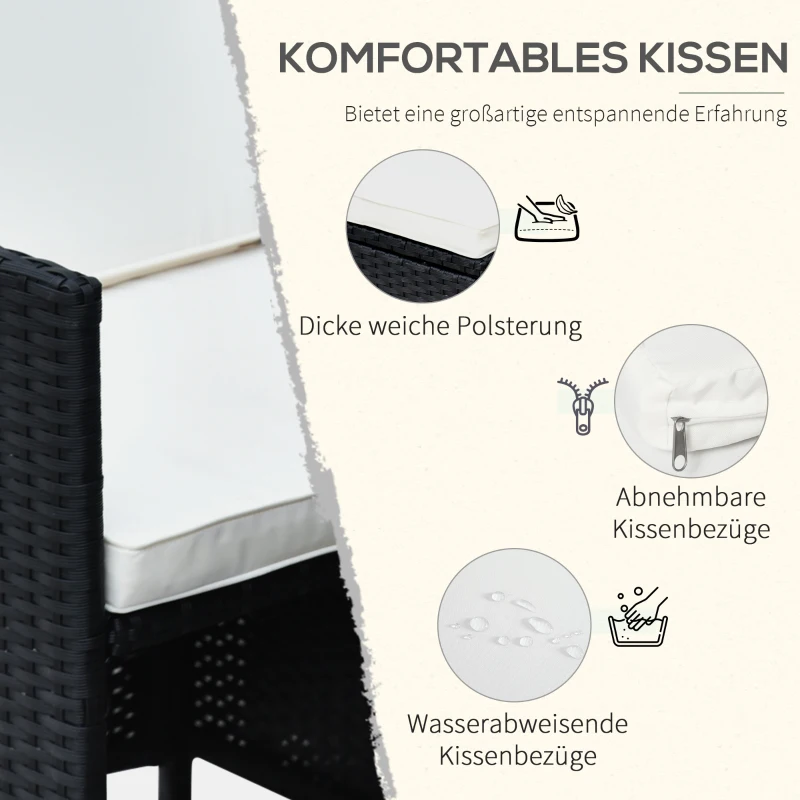 Outsunny Poly-rotan zitgroep 27-delig Zitset met kussens, tuinmeubelen in zwart aluminium