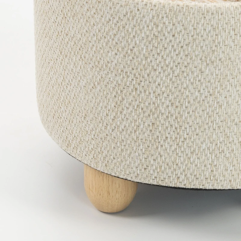 HOMCOM Opberghocker, ronde zitkruk met deksel, linnenlook, voor woonkamer en slaapkamer, 38,5 x 38,5 x 33,5 cm, beige