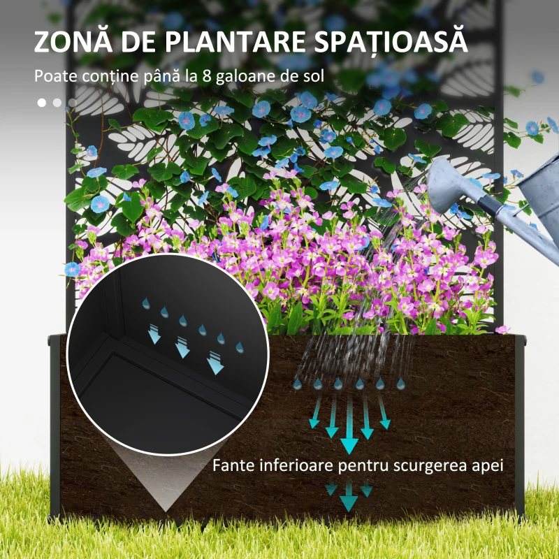 Outsunny Jardinieră Ridicată cu Spalier Decorativ pentru Plante Cățărătoare, de Podea sau de Perete, 61x23x113 cm, Negru