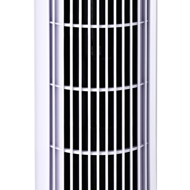 HOMCOM Ventilatore a Torre Oscillante da 45W a 3 Velocità, Ventilatore a Colonna in Plastica ABS, 27x27x75 cm, Bianco