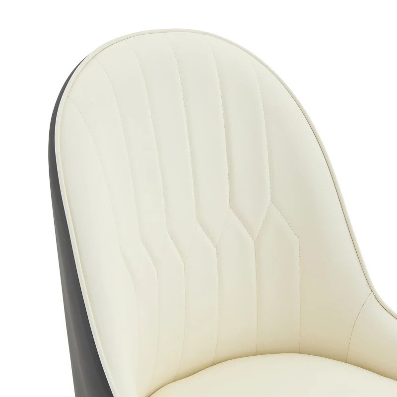 Lot de 2 chaises de salle à manger, dossier motif éclair stylé, déperlante et facile d'entretien, 47.3x44x91 cm, Blanc+Noir