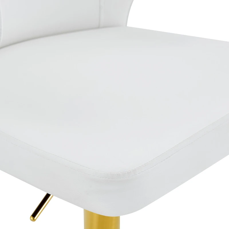 Lot de 2 tabourets de bar avec dossier, réglables en hauteur et pivotants 360°, 49.7x45x110 cm, Blanc