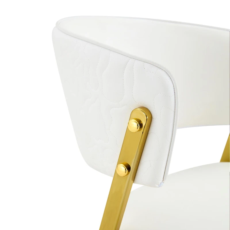 Chaise de salle à manger moderne rembourrée, design épuré, dossier ergonomique, 51x49x78 cm, Blanc