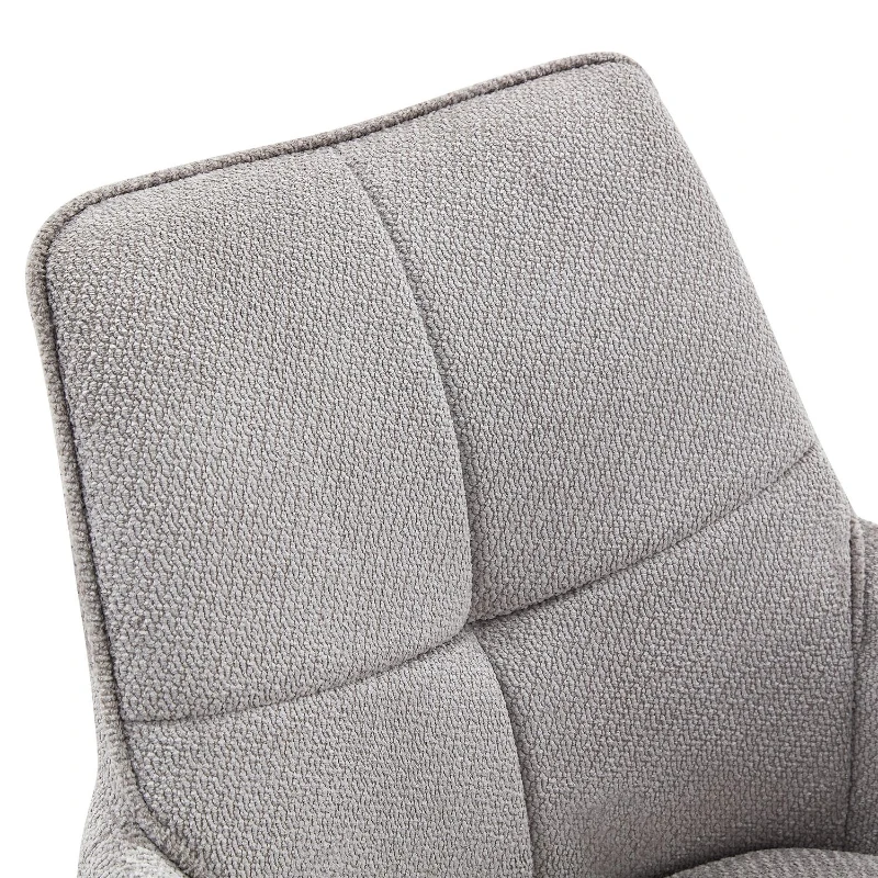 Fauteuil pivotant 360° rembourré, piètement métal laqué stable, patins antidérapants, 48x50x85 cm, Gris
