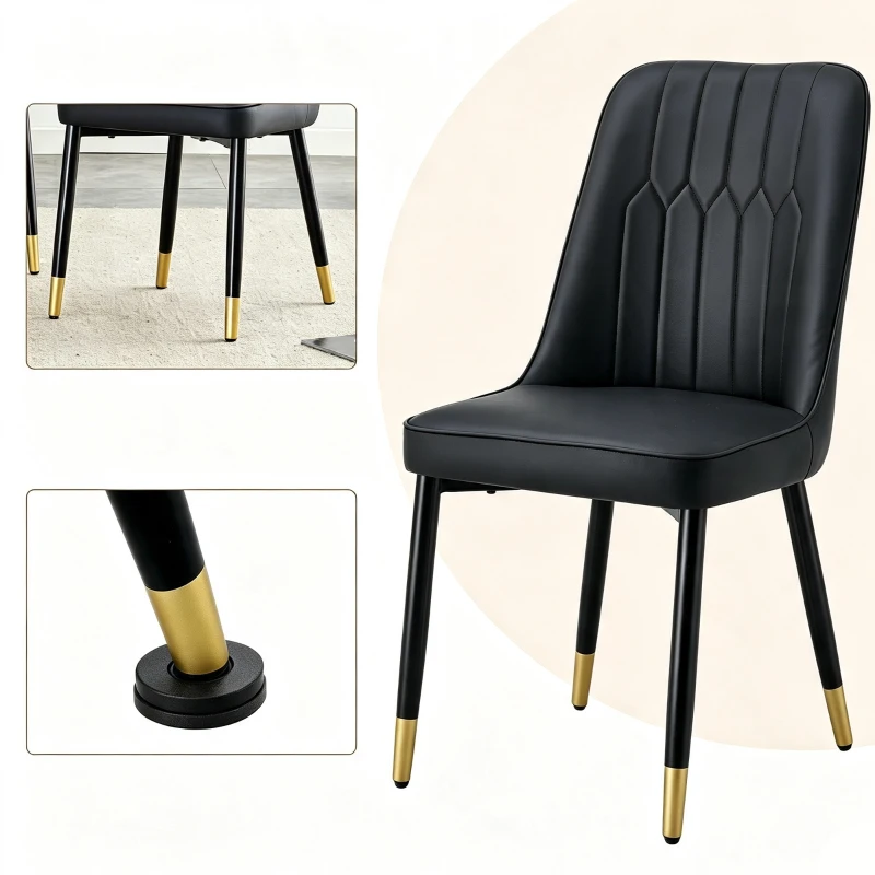 Lot de 2 chaises de salle à manger modernes, assise rembourrée, embouts antidérapants, 43x41.5x89 cm, Noir