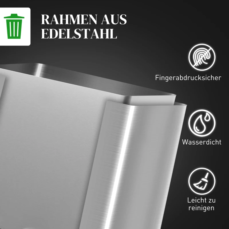 HOMCOM Prullenbak met Deksel en Voetpedaal, Roestvrij Staal, 2x 20 Liter Compartimenten, Zilver(m-7)