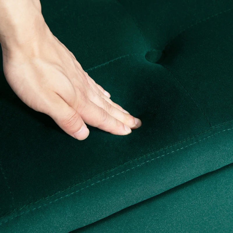 HOMCOM Poolsterbank met Opbergruimte, Armleuningen, Fluweelachtig Polyester, Rubberhout, 107 x 42 x 65 cm, Groen