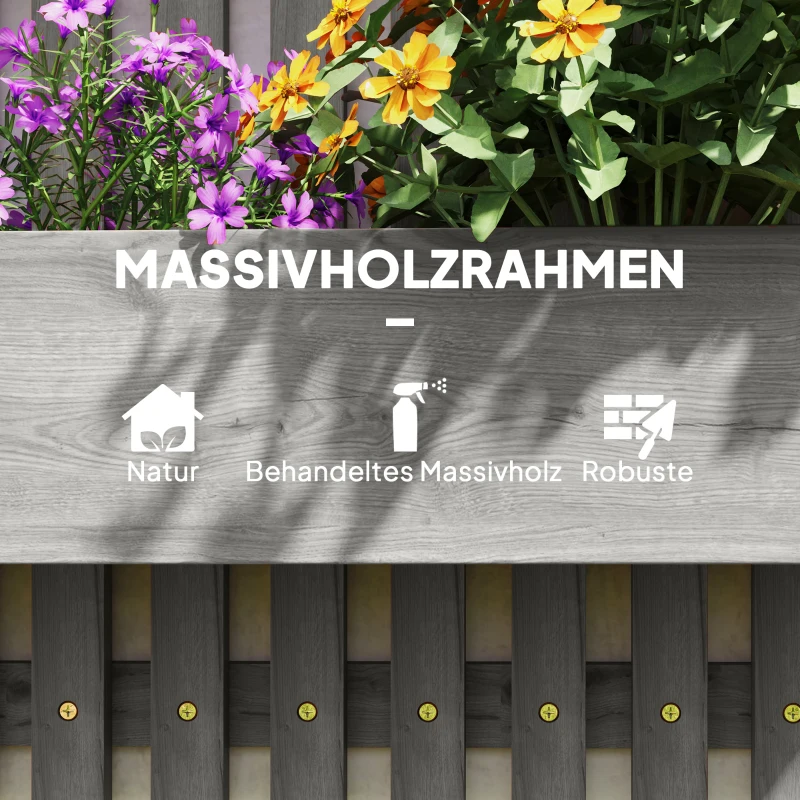 Outsunny Bloembakset, wandmontage, vrij verplaatsbaar, massief hout, 60 x 16 x 80 cm
