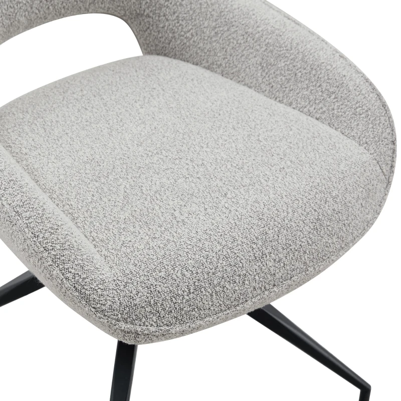 Chaise de salle à manger pivotante 360°, accoudoirs, patins réglables antidérapants, 50x50x87 cm, Gris+Beige