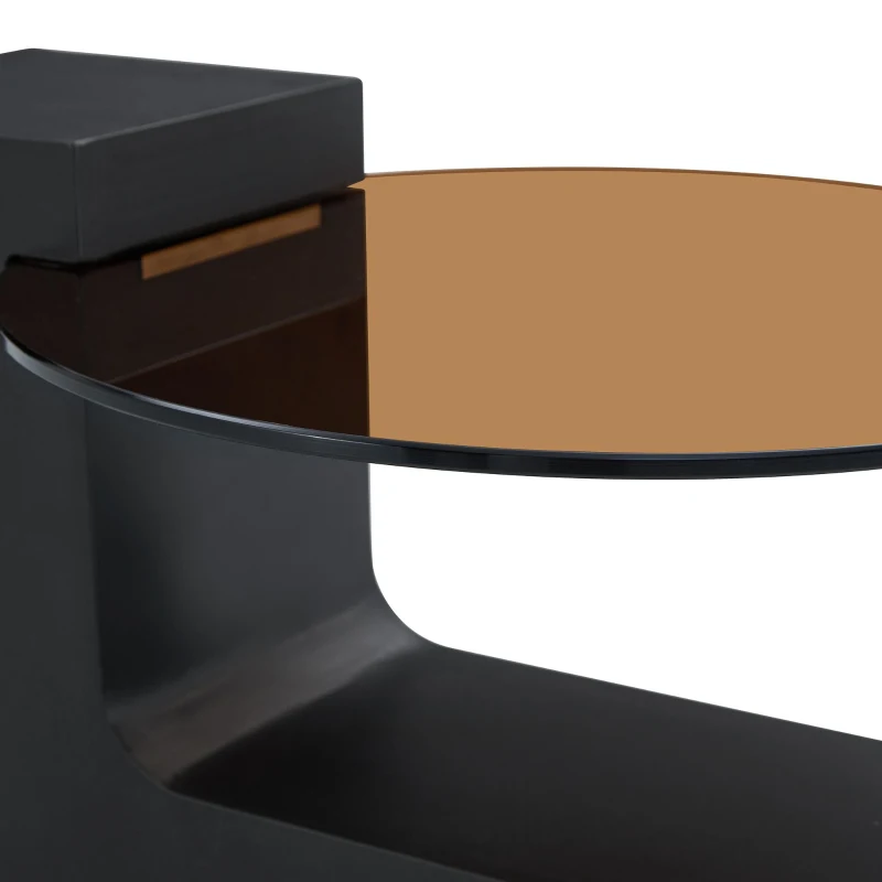 Table basse ronde moderne à 2 niveaux, design démontable et modulable, bords arrondis, 61x61x30 cm, Couleur naturelle