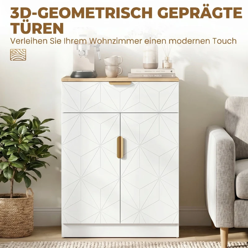 HOMCOM Modern dressoir, opbergkast met lade en verstelbare plank, wit