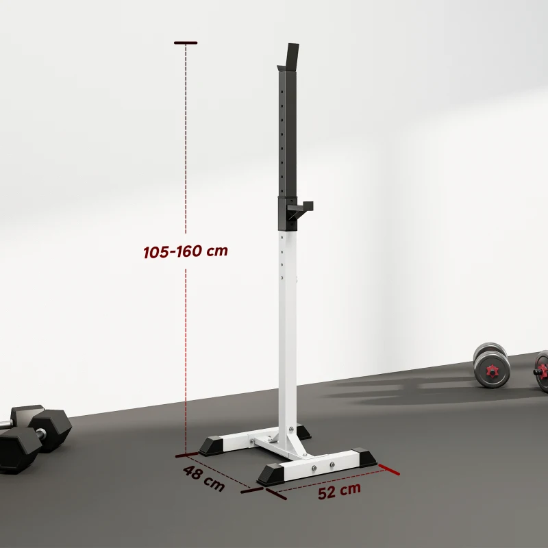 HOMCOM Halterstandaard, Set van 2, tot 150 kg, Hoogteverstelbaar, Staal, Wit+Zwart, 52 x 48 x 160 cm