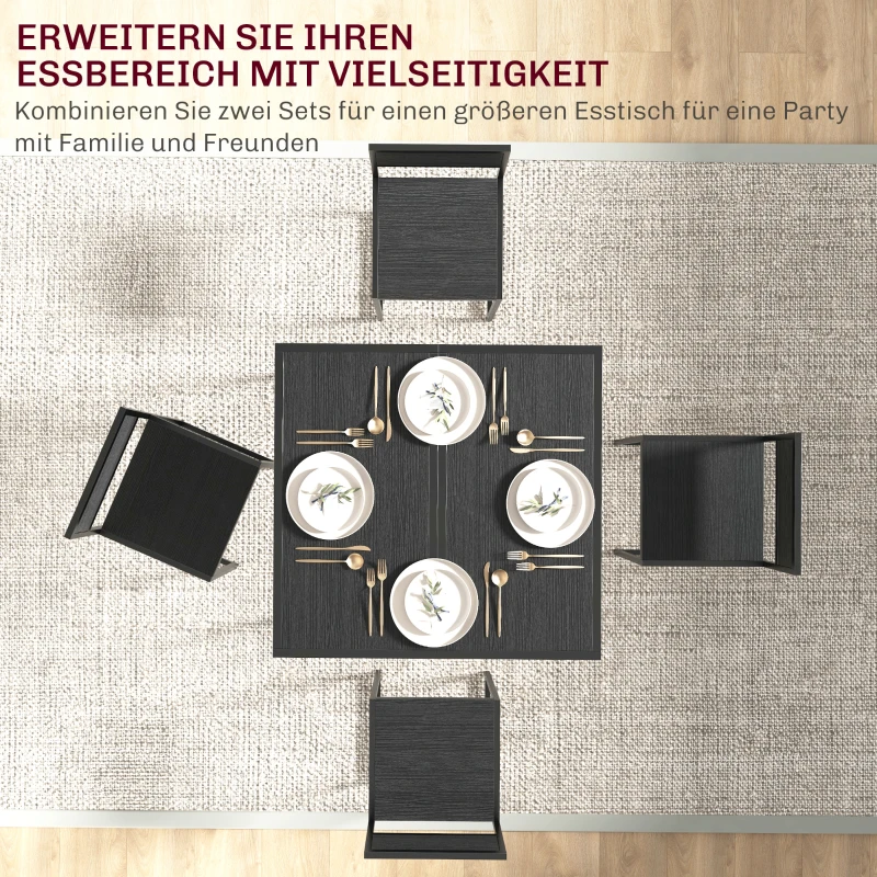 HOMCOM 3-delige Bartafelset: Hoge Set met 3 Delen, 2 Stoelen, 1 Tafel, 90 cm x 47 cm x 76 cm, Zwart