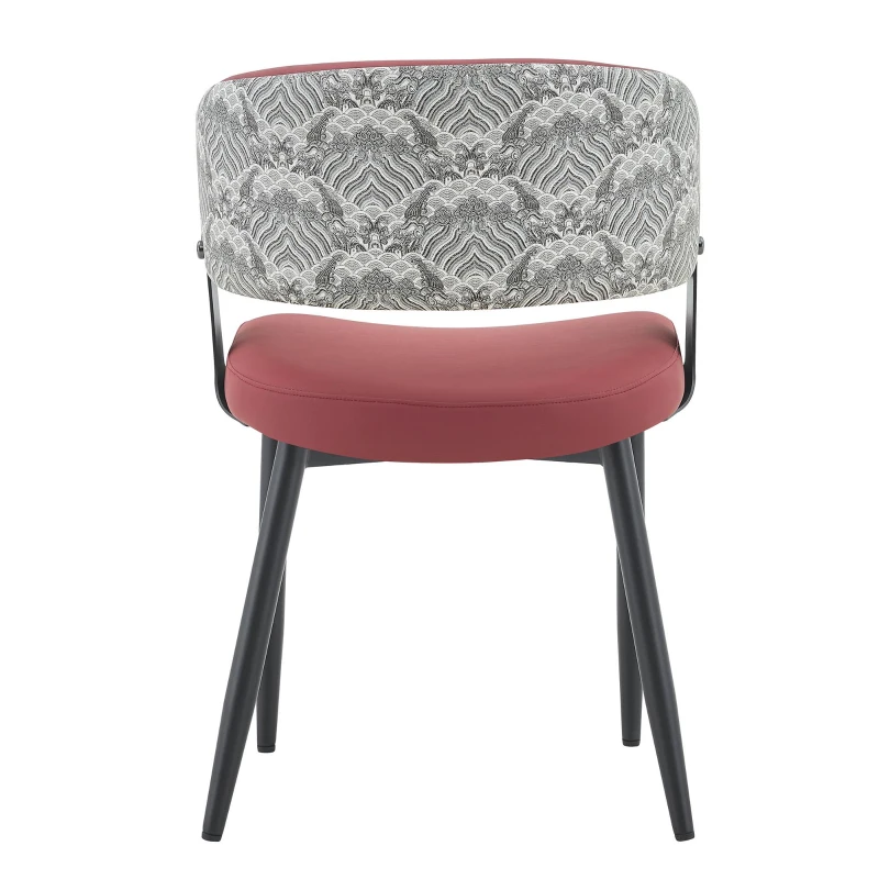 Lot de 2 chaises de salle à manger style mid-century, design tonneau, haute densité ergonomique, 46.5x48x77.3 cm, Rouge