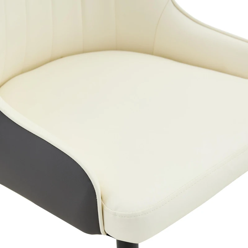 Lot de 2 chaises de salle à manger, dossier motif éclair stylé, déperlante et facile d'entretien, 47.3x44x91 cm, Blanc+Noir