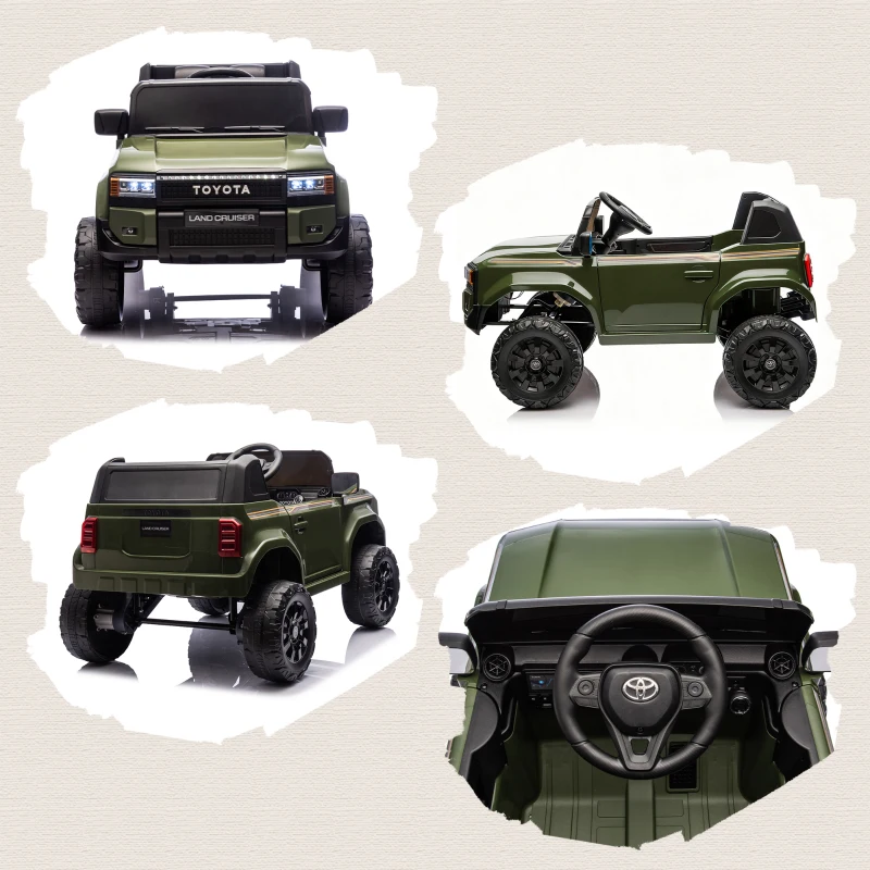 AIYAPLAY Auto Elettrica per Bambini TOYOTA Land Cruiser 12V con Telecomando, Età 3-8 Anni, Verde