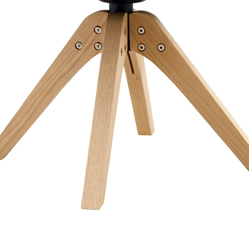 Lot de 2 chaises pivotantes style rétro, piètement 4 pieds en bois massif, patins antidérapants, 46x49x84 cm, Couleur naturelle