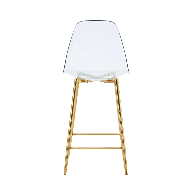 Lot de 4 tabourets de bar transparents, design moderne et aérien, 51x45x102 cm, Doré