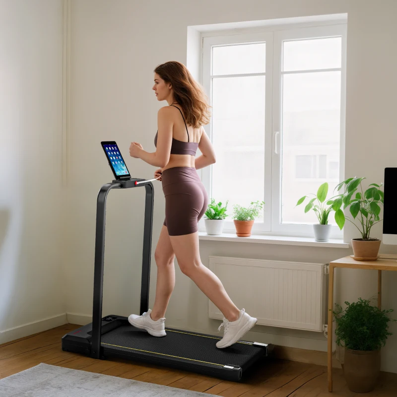 SPORTNOW Cinta de Correr Plegable Inclinado Debajo del Escritorio 2 en 1 con 2.0HP 6 km/h Pantalla LED Control Remoto Negro