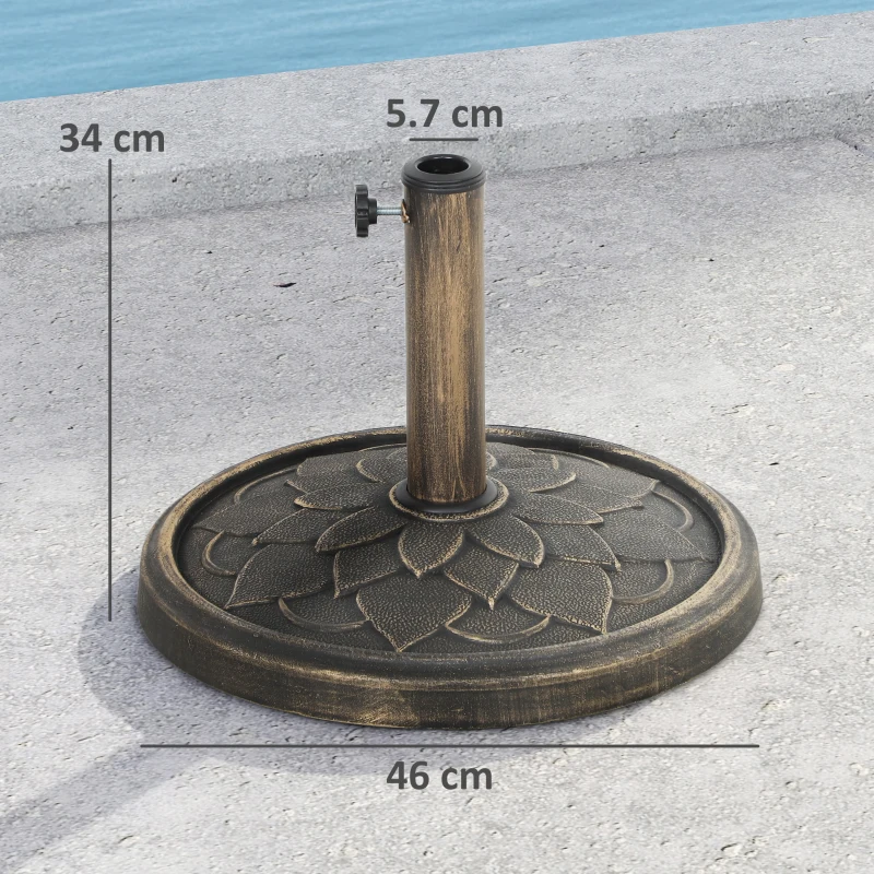 Outsunny Bază pentru umbrelă de 12 kg cu manivelă integrată, din rășină, metal și ciment, Ø46x34 cm, bronz