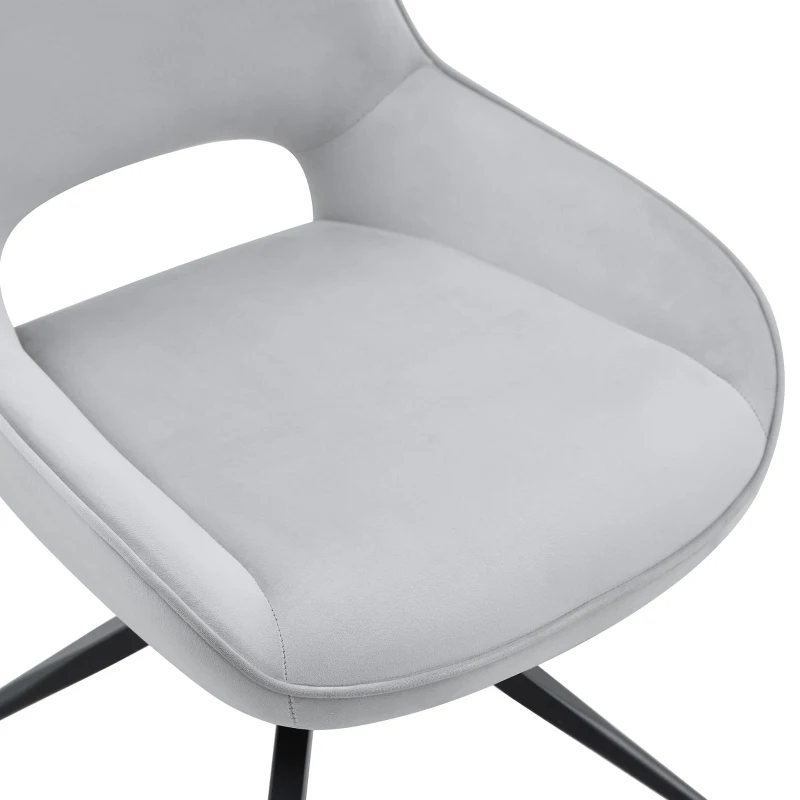 Chaise de salle à manger pivotante 360°, accoudoirs, patins réglables antidérapants, 50x50x87 cm, Gris clair