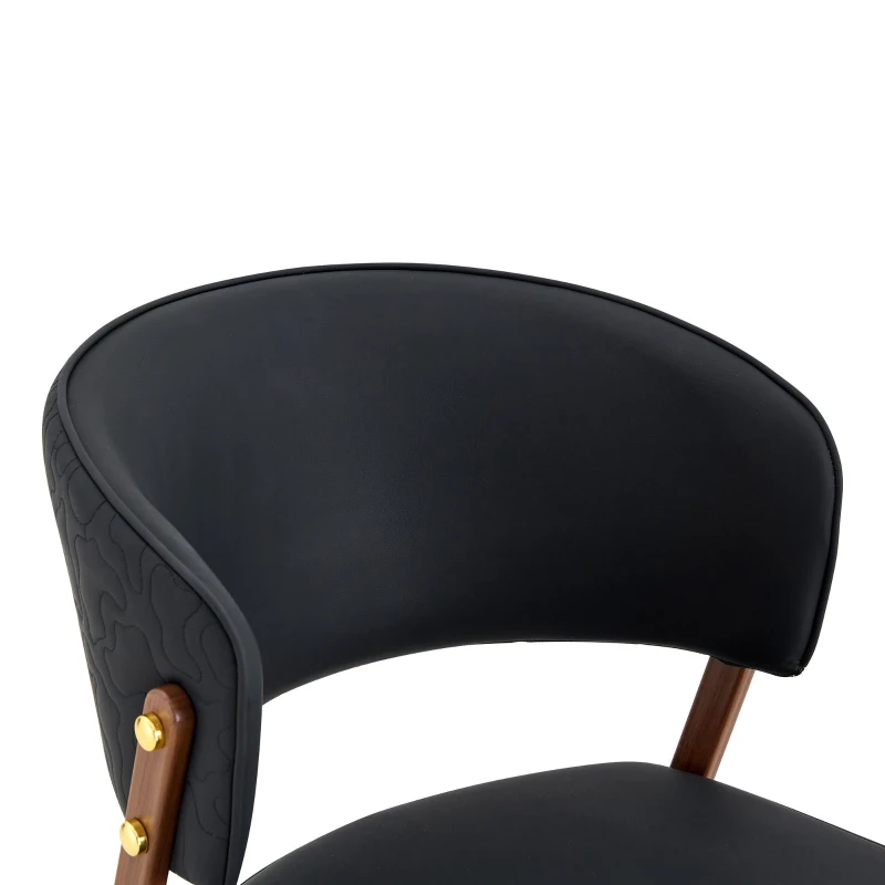Chaise de salle à manger moderne rembourrée, design épuré, dossier ergonomique, 51x49x78 cm, Noir
