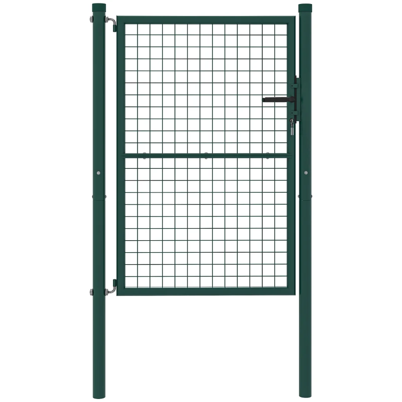 Outsunny Portillon de jardin en acier 97 x 175 cm portail de jardin avec serrure, clés et poignée, vert