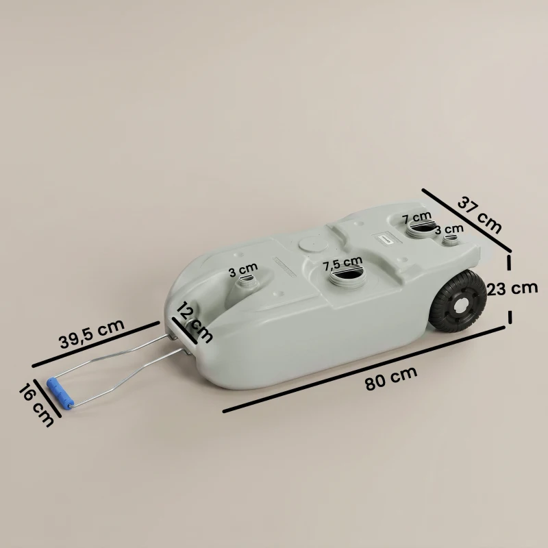 Outsunny Réservoir d'eau sur roues pour camping bidon d'eau portable 40 L avec poignées tuyau robinet 37 x 23 x 80 cm gris