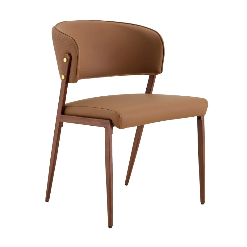 Chaise de salle à manger moderne rembourrée, design épuré, dossier ergonomique, 51x49x78 cm, Marron