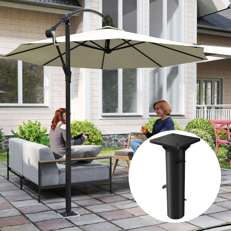 Outsunny Pied de parasol rectangulaire support parasol en métal enterré pour terrasse piscine 16,5 x 16,5 x 40 cm gris foncé