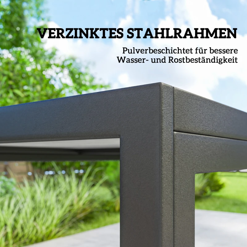 Outsunny Tuinmeubelset Zitgroep 150 x 80cm Tafel met 6 Ademende Stoelen Houtlook Stalen Frame Zwart