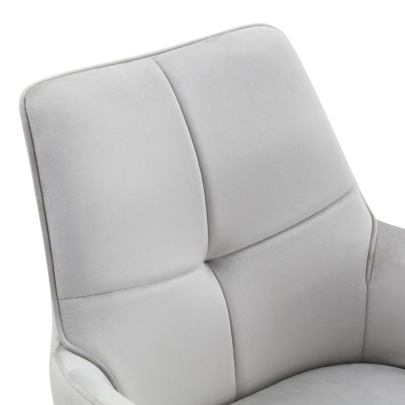 Fauteuil pivotant 360° rembourré, piètement métal laqué stable, patins antidérapants, 48x50x85 cm, Noir+Gris clair