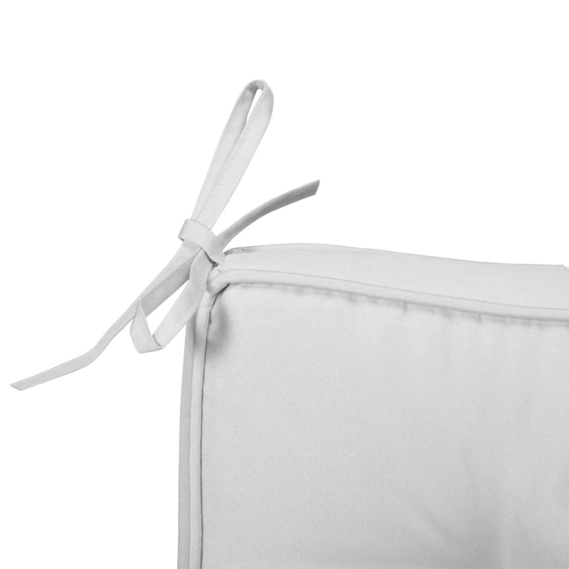 Outsunny Set of 4 Garden Seat Cushion with Ties, 42 x 42cm Replacement Dining Chair Seat Pad, Light Grey