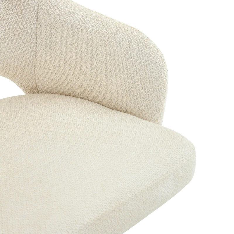 Lot de 2 chaises pivotantes style rétro luxe léger, revêtement en tissu structuré, 45x48x85 cm, Couleur naturelle