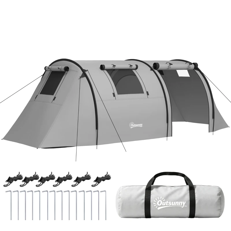 Outsunny Tente de camping pour 3-4 personnes, avec 1 chambre et 1 salon, étanche, facile à transporter avec sac inclus