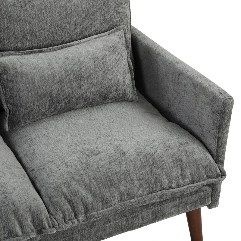 HOMCOM 2 Seater Sofa, Loveseat Sofa with Spring Cushions, Wide and Deep Seat, Wood Legs, Grey
