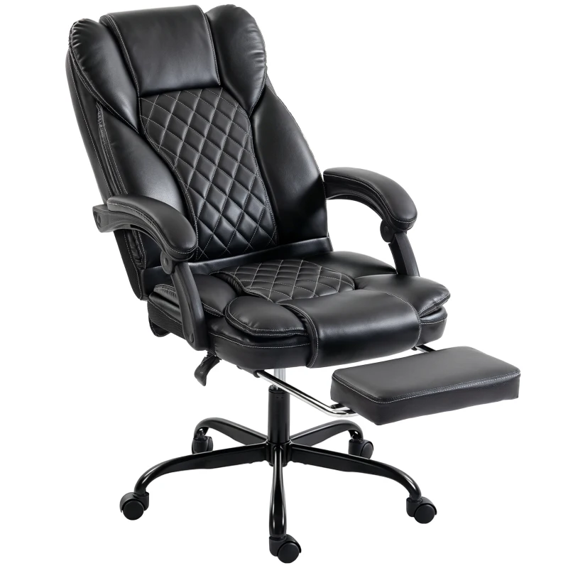 HOMCOM Executive Home Office Chair Reclining Function Footrest Computer Desk Chair High Back, Black