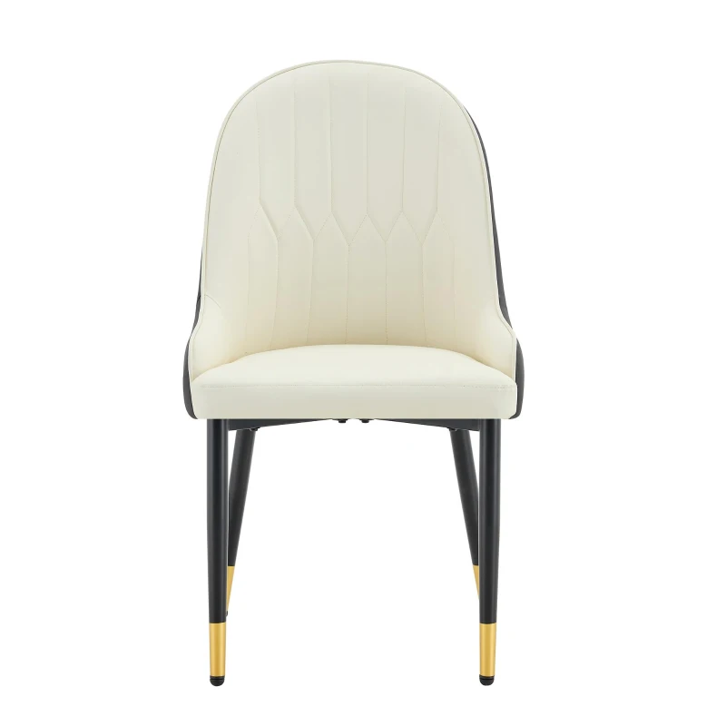 Lot de 2 chaises de salle à manger, dossier motif éclair stylé, déperlante et facile d'entretien, 47.3x44x91 cm, Blanc+Noir