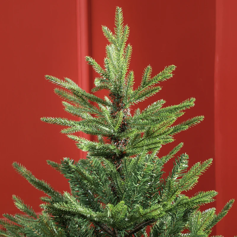 HOMCOM Kerstboom 150 cm, realistisch uiterlijk, snel op te zetten, inclusief standaard, brandveilig kunststof