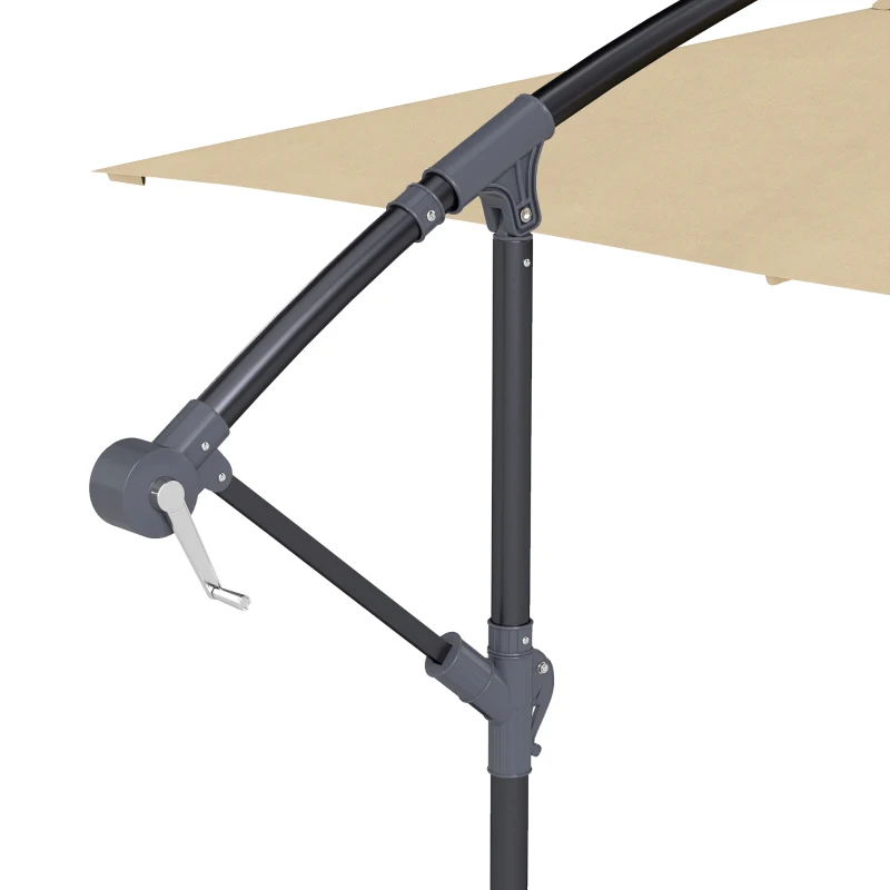 Outsunny 3m Square Canopy Cantilever Parasol, with Cross Base - Beige