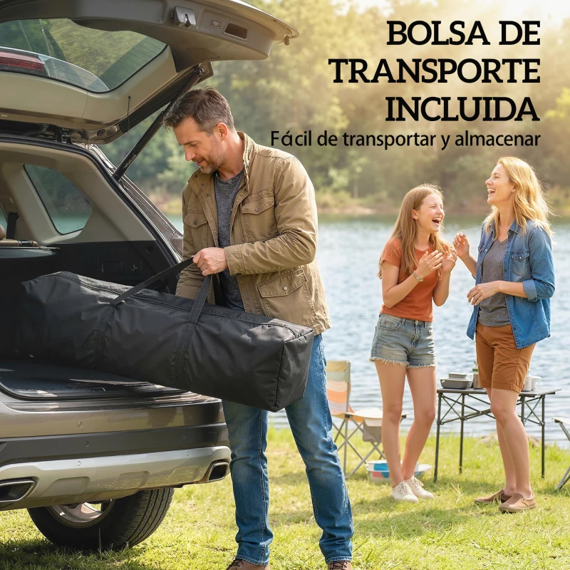 Outsunny Carpa Plegable Pop-up 3x3 m con Pared Lateral UPF50+ Altura Ajustable Empuje Central Bolsa de Transporte Blanco