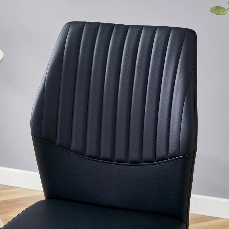 Lot de 4 chaises de salle à manger, style léger-luxe, patins antidérapants, 43x42.6x93 cm, Noir+Doré