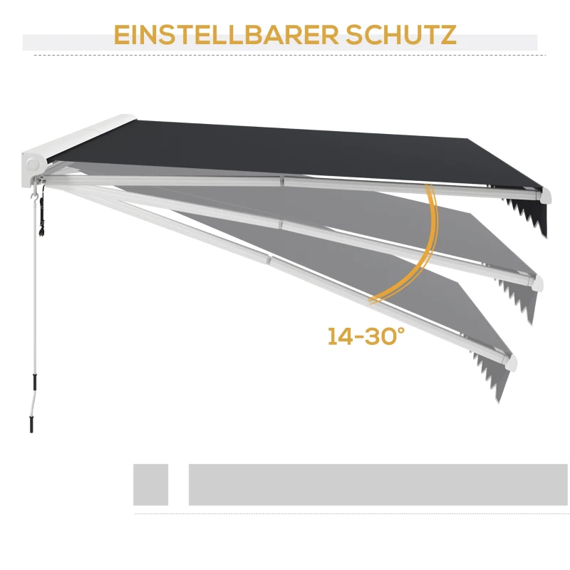 Outsunny Elektrisch/Handmatig Uitschuifbare Markies, Halfcassette, Afstandsbediening, Aluminium Frame, 4 x 3 m, Grijs